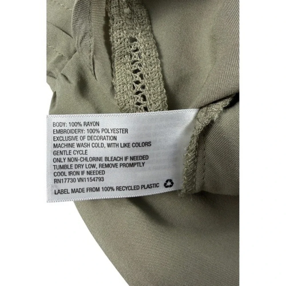 Knox Rose Olive Green Embroidered Peasant Tunic Top XS‎ - Picture 5 of 5